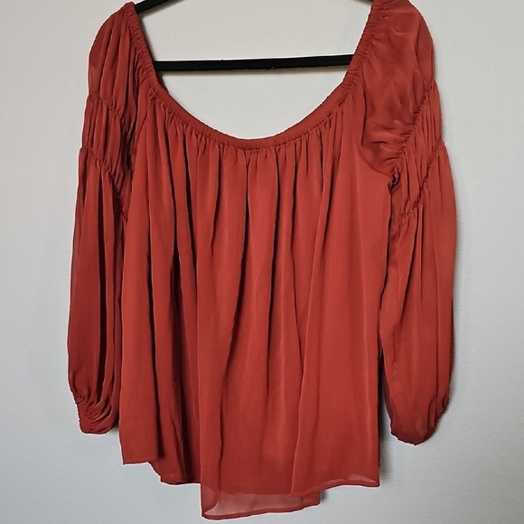Express Romantic Rust XL off the shoulder peasant long sleeve blouse - Picture 1 of 8